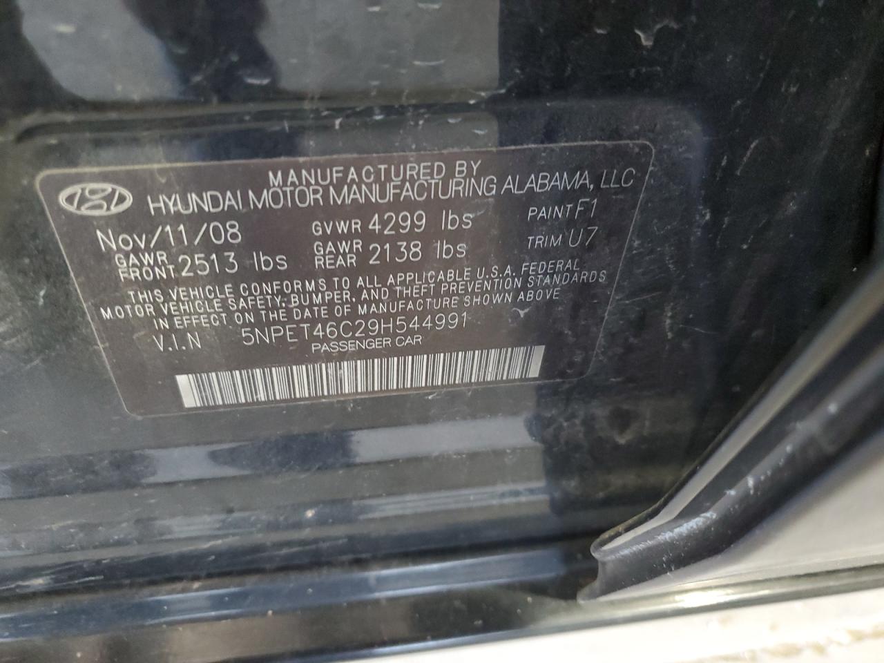 5NPET46C29H544991 2009 Hyundai Sonata Gls