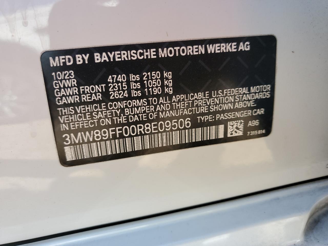 3MW89FF00R8E09506 2024 BMW 330Xi