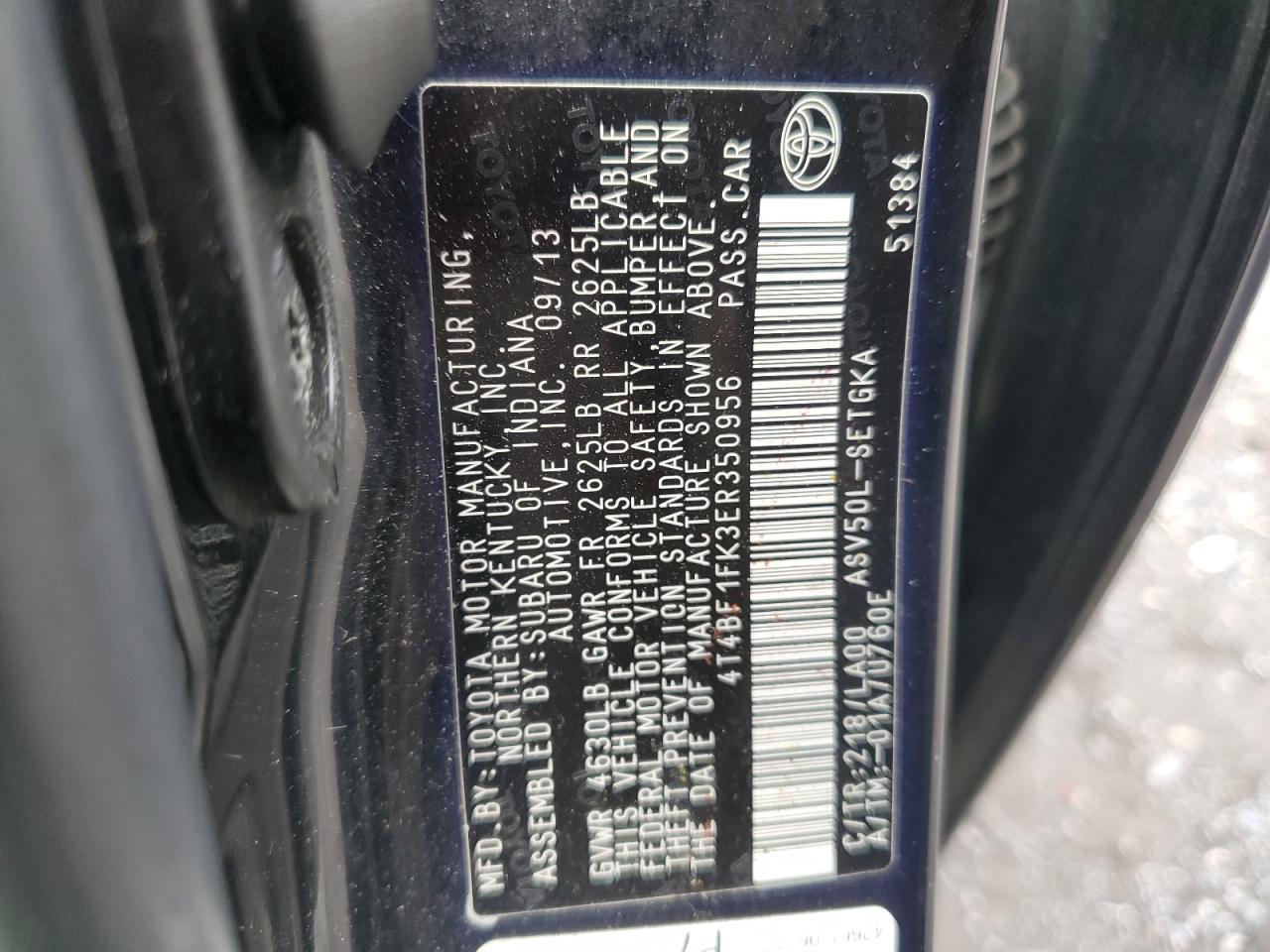 4T4BF1FK3ER350956 2014 Toyota Camry L