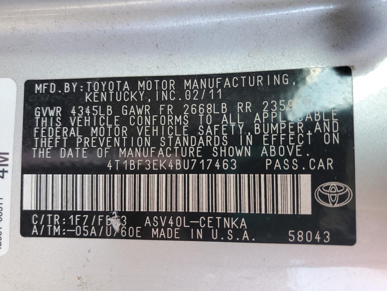 4T1BF3EK4BU717463 2011 Toyota Camry Base