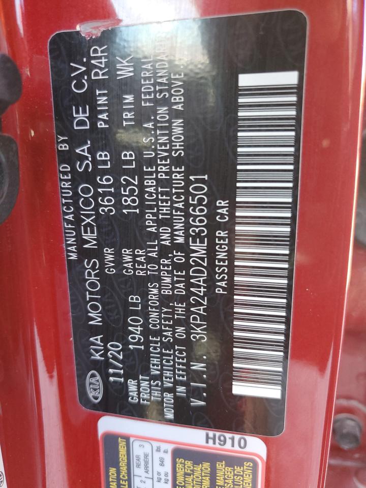 2021 Kia Rio Lx VIN: 3KPA24AD2ME366501 Lot: 79002474