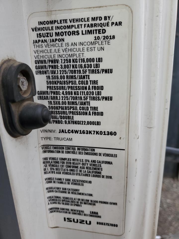 2019 Isuzu Npr Xd VIN: JALC4W163K7K01360 Lot: 76881914