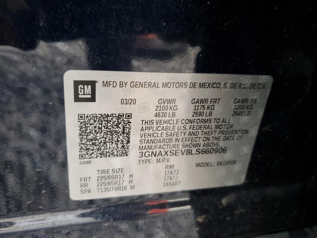3GNAXSEV8LS660906 2020 CHEVROLET EQUINOX - Image 16