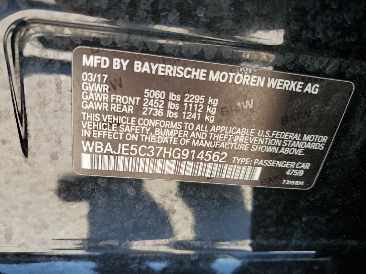 WBAJE5C37HG914562 2017 BMW 540 I