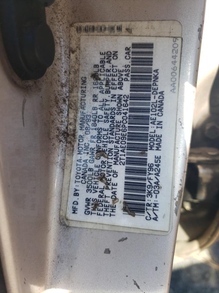1993 Toyota Corolla Le VIN: 2T1AE09E6PC041642 Lot: 75155344