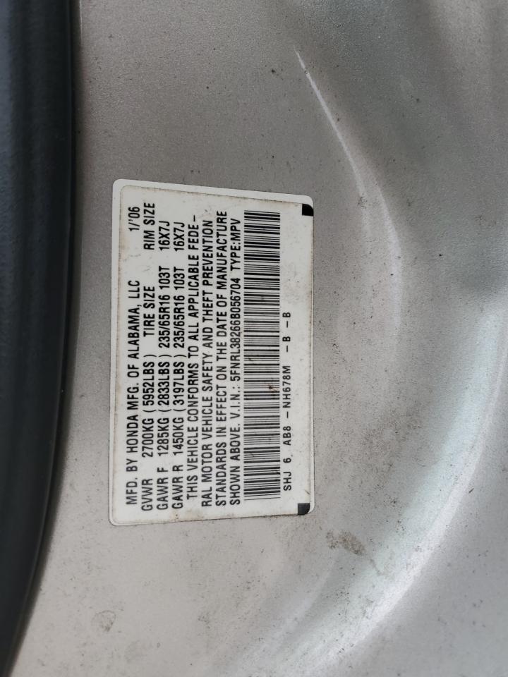 2006 Honda Odyssey Lx VIN: 5FNRL38266B056704 Lot: 76268494