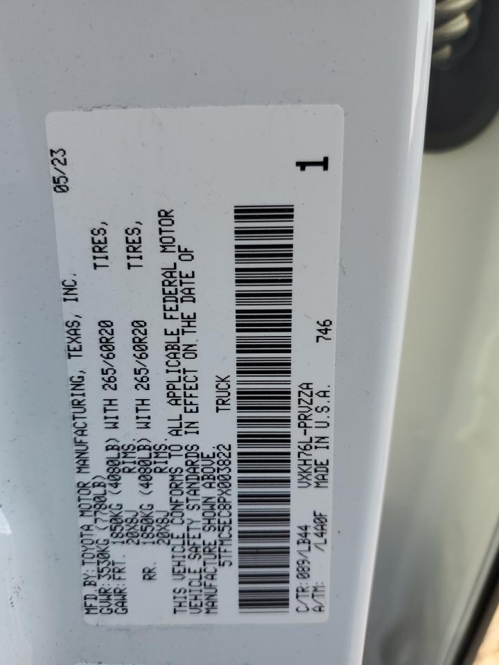 2023 Toyota Tundra Crewmax Platinum VIN: 5TFMC5EC8PX003822 Lot: 74786984