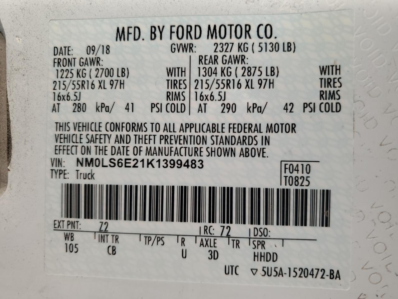 NM0LS6E21K1399483 2019 Ford Transit Connect Xl