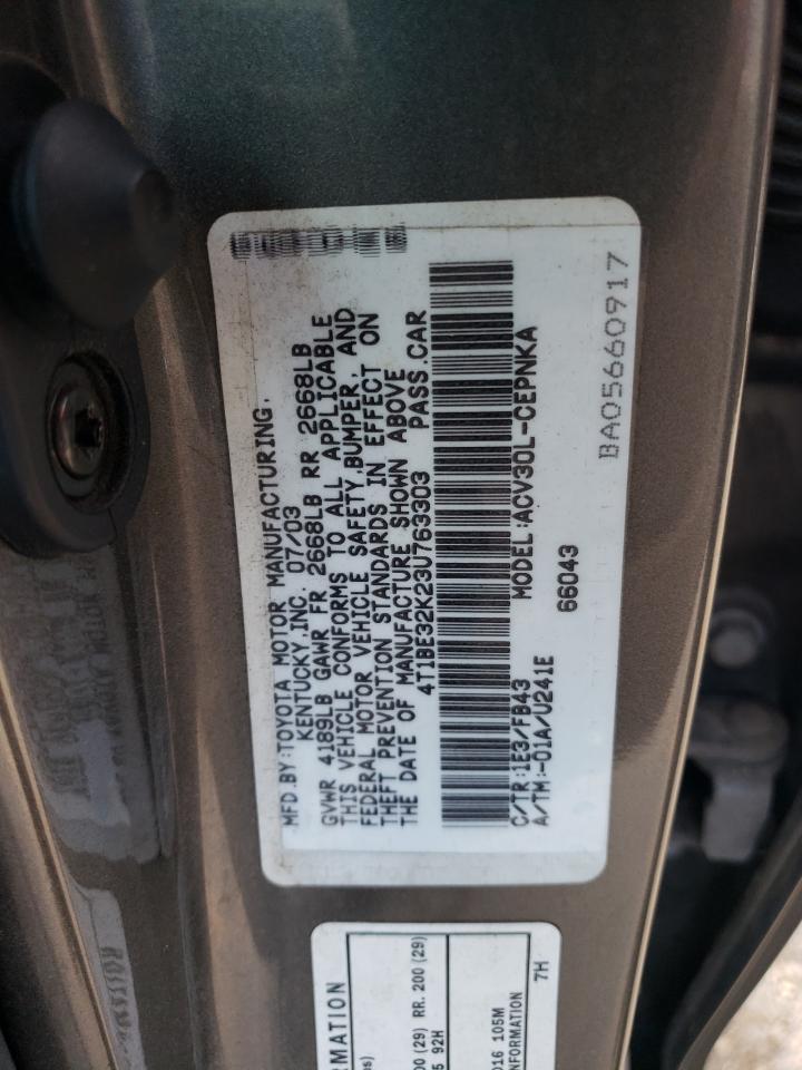 4T1BE32K23U763303 2003 Toyota Camry Le