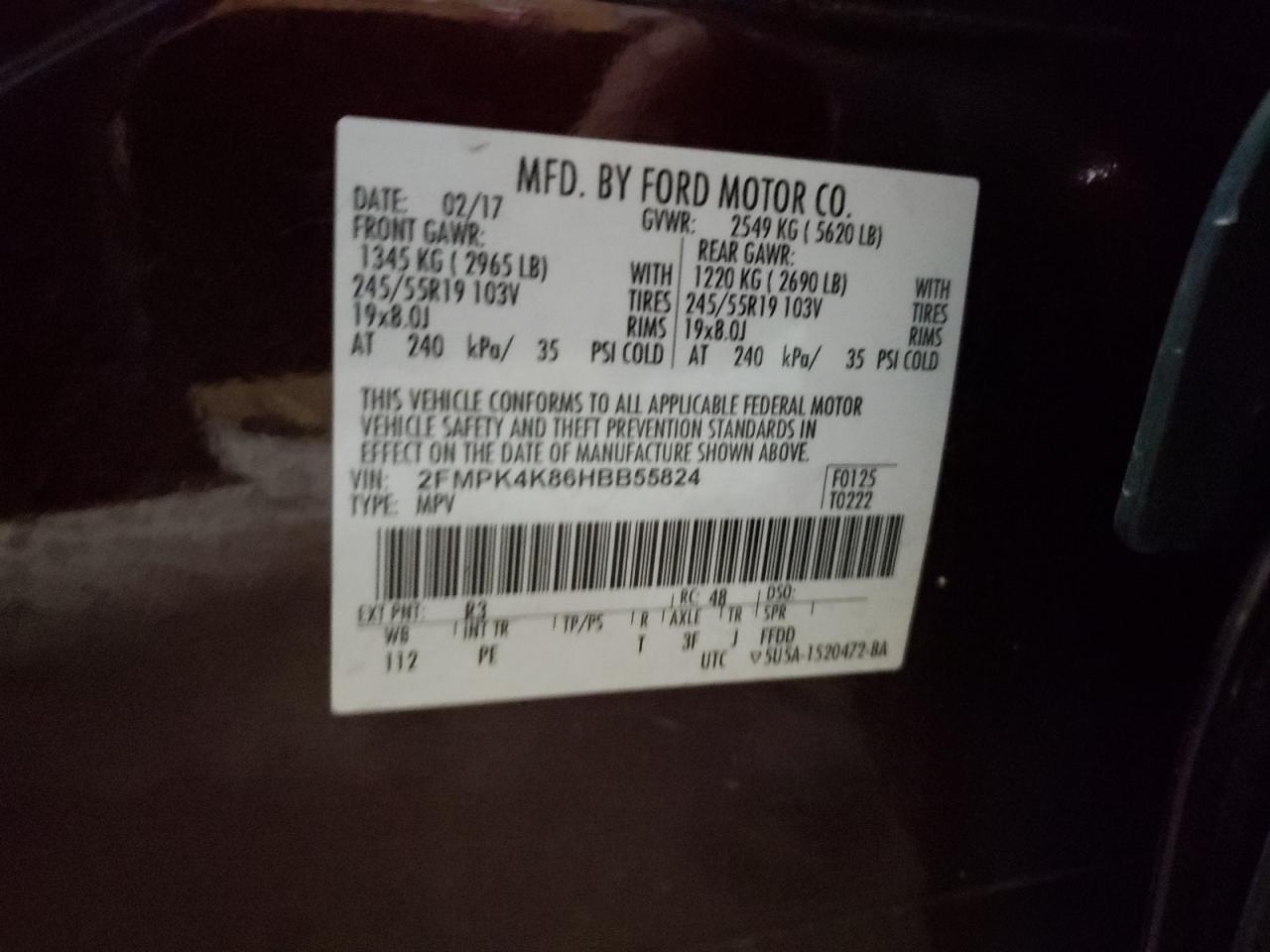 2FMPK4K86HBB55824 FORD EDGE 2017