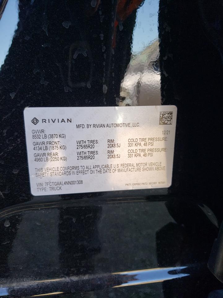 7FCTGAAL4NN001308 2022 Rivian R1T Launch Edition