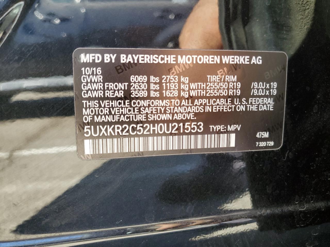 5UXKR2C52H0U21553 2017 BMW X5 Sdrive35I