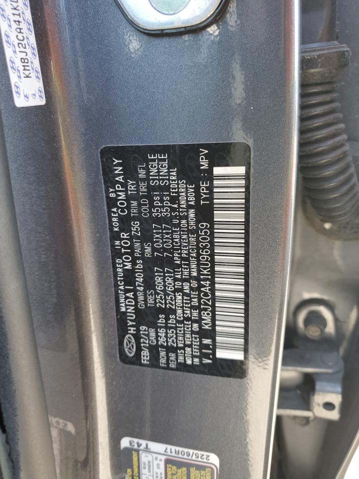 2019 Hyundai Tucson Se VIN: KM8J2CA41KU963059 Lot: 77738774