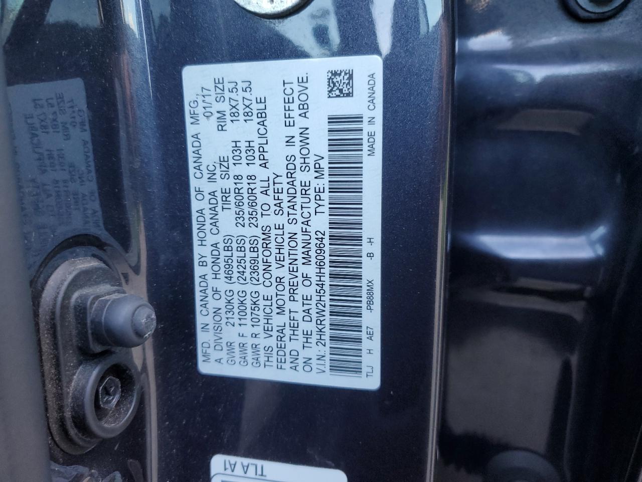 2HKRW2H54HH609642 2017 Honda Cr-V Ex