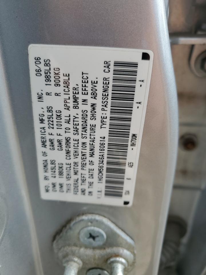 2006 Honda Accord Se VIN: 1HGCM56346A160614 Lot: 73650144