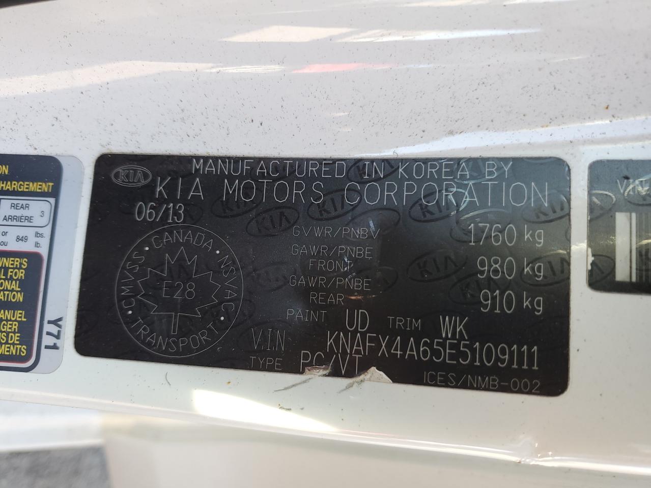 KNAFX4A65E5109111 2014 Kia Forte Lx