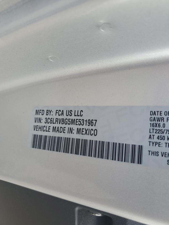 2021 Ram Promaster 1500 1500 High VIN: 3C6LRVBG5ME531967 Lot: 72693374