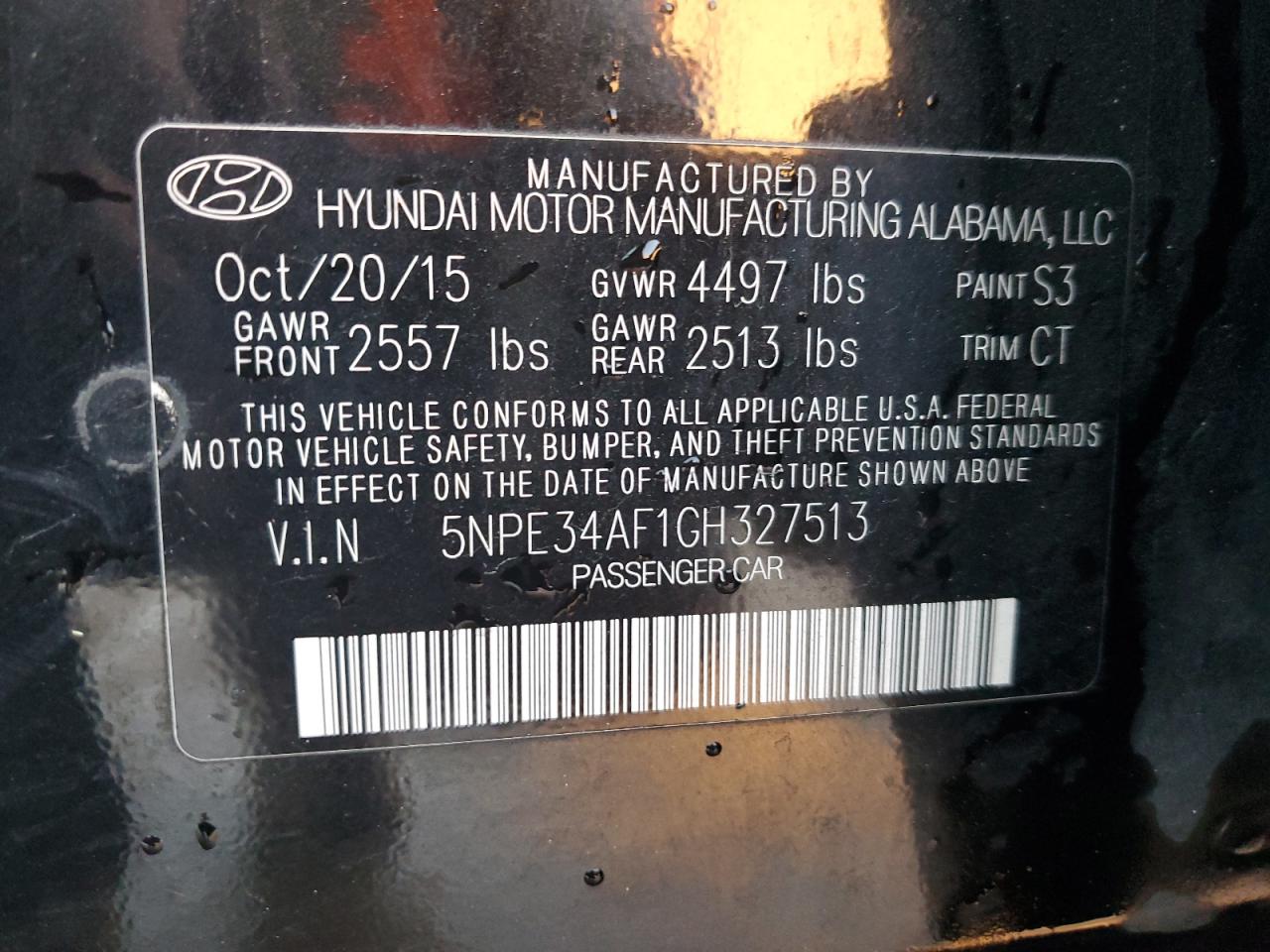 5NPE34AF1GH327513 2016 Hyundai Sonata Sport