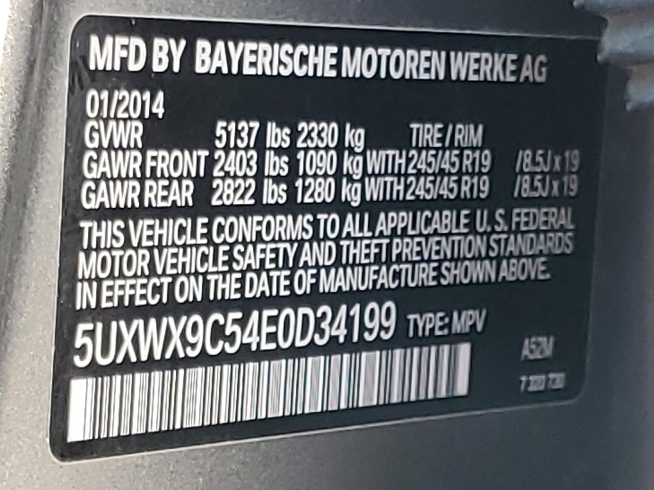 5UXWX9C54E0D34199 2014 BMW X3 xDrive28I