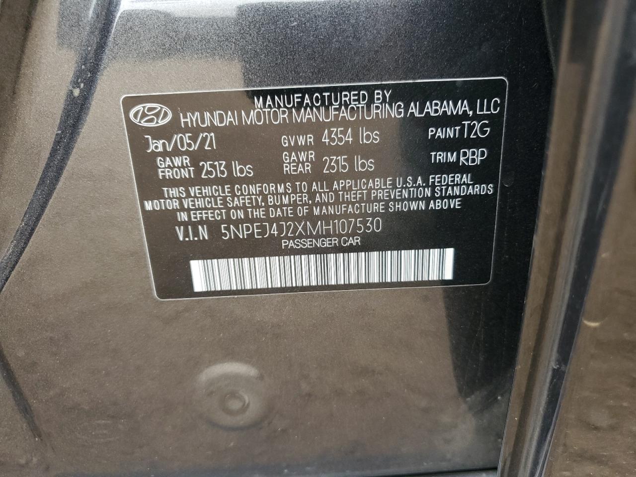 2021 Hyundai Sonata Sel Plus VIN: 5NPEJ4J2XMH107530 Lot: 78394334