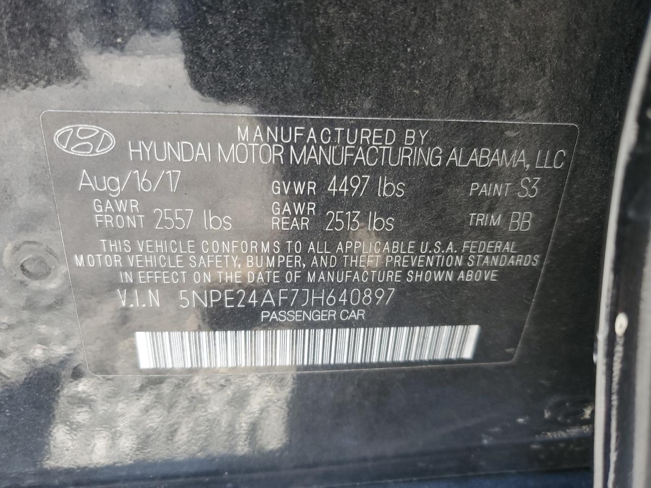 5NPE24AF7JH640897 2018 Hyundai Sonata Se