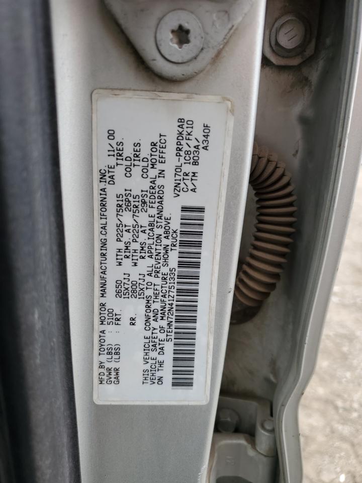 2001 Toyota Tacoma Double Cab VIN: 5TEHN72N41Z751335 Lot: 75751534