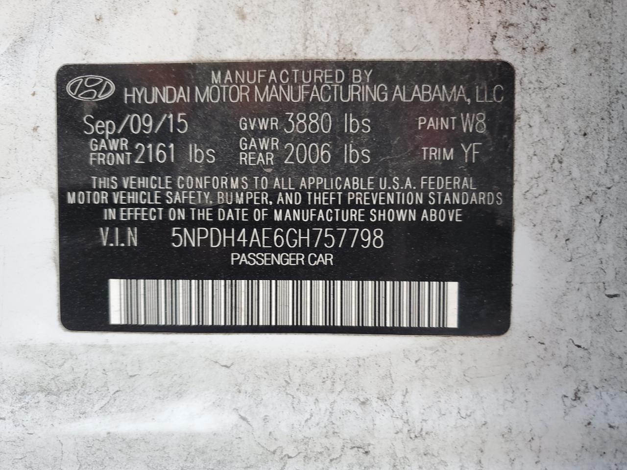 VIN 5NPDH4AE6GH757798 2016 HYUNDAI ELANTRA no.13