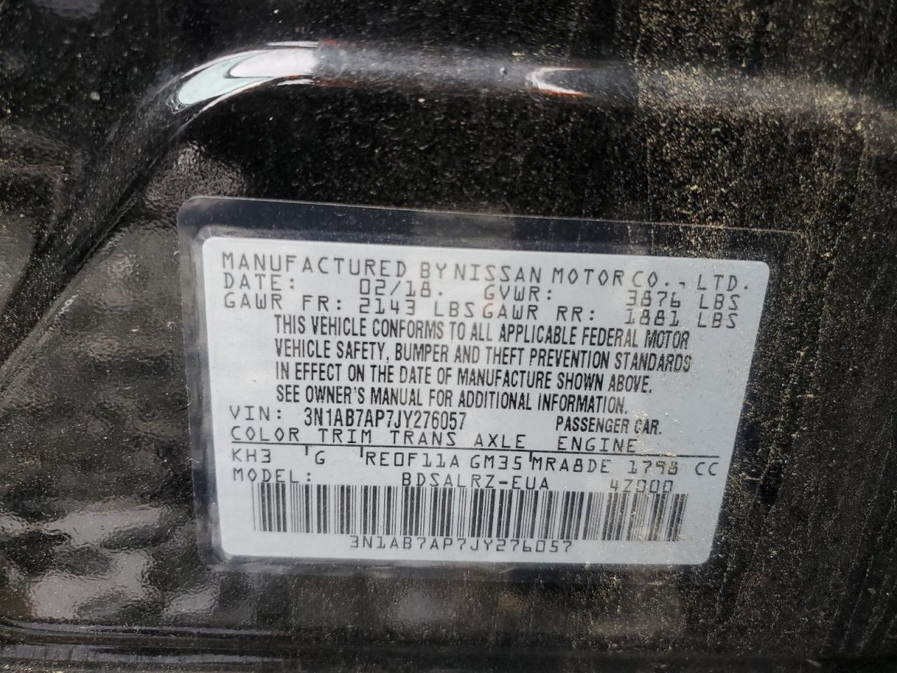 3N1AB7AP7JY276057 NISSAN SENTRA 2018