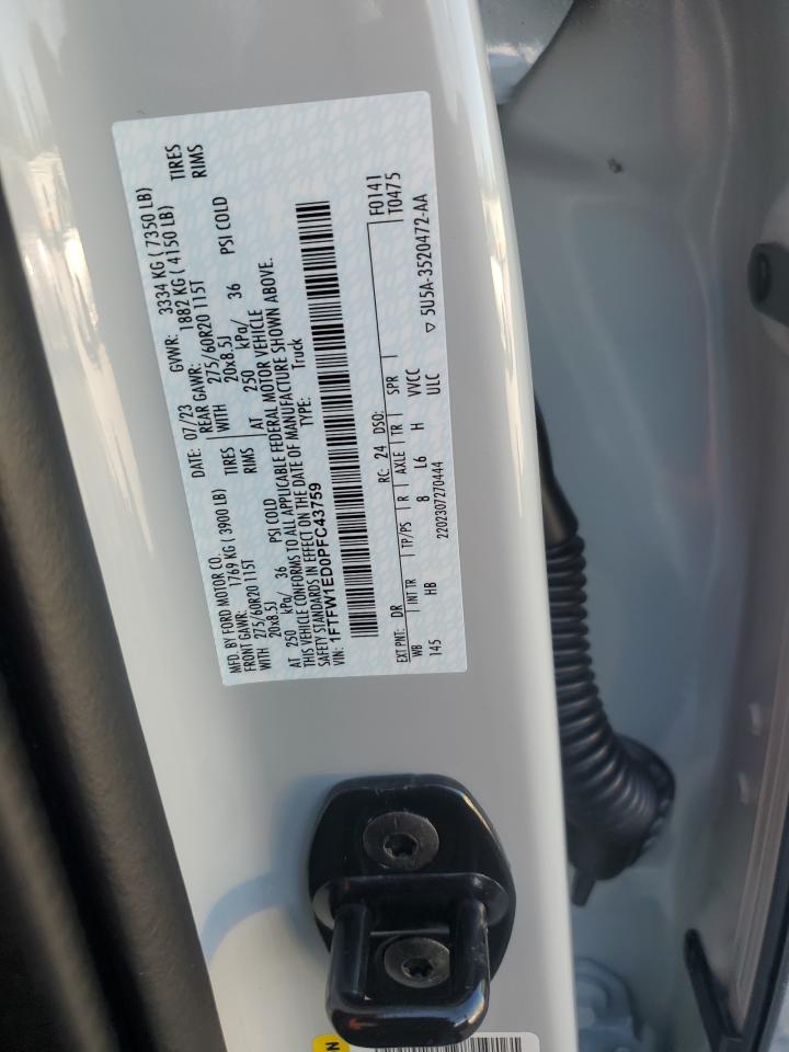 2023 Ford F150 Supercrew VIN: 1FTFW1ED0PFC43759 Lot: 73416184