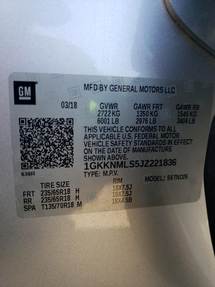 1GKKNMLS5JZ221836 2018 GMC Acadia Slt-1