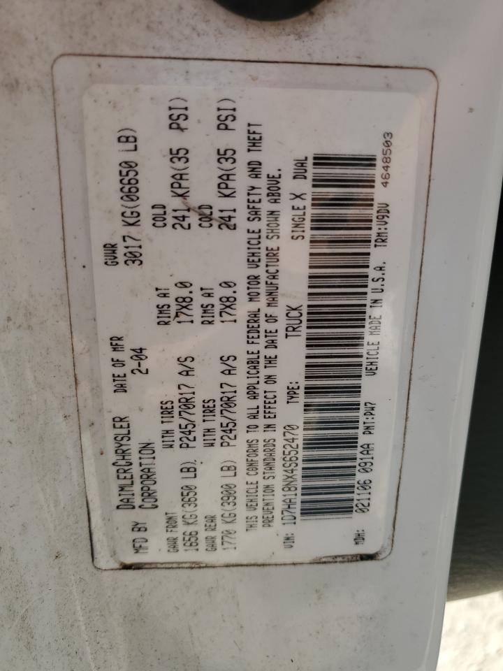 2004 Dodge Ram 1500 St VIN: 1D7HA18NX4S652470 Lot: 75163874