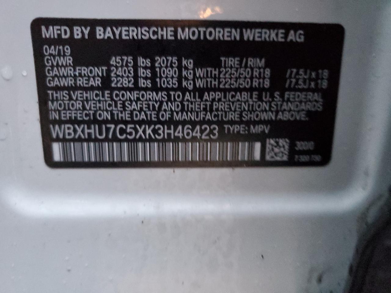 WBXHU7C5XK3H46423 2019 BMW X1 - Image 14