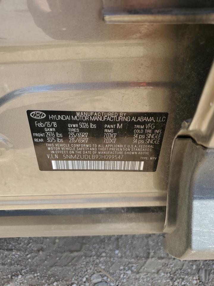 5NMZUDLB9JH099547 2018 Hyundai Santa Fe Sport