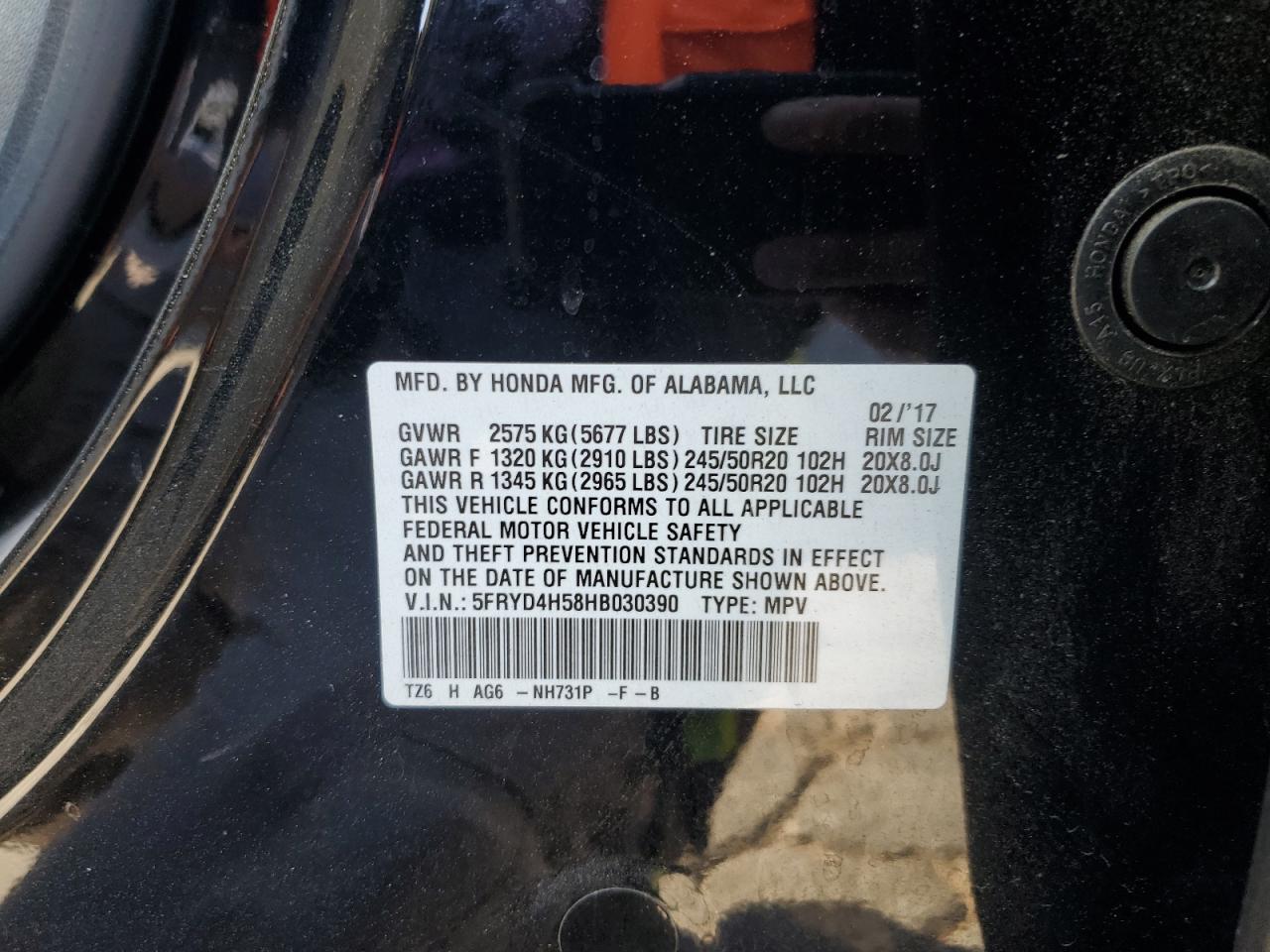 5FRYD4H58HB030390 2017 Acura Mdx Technology