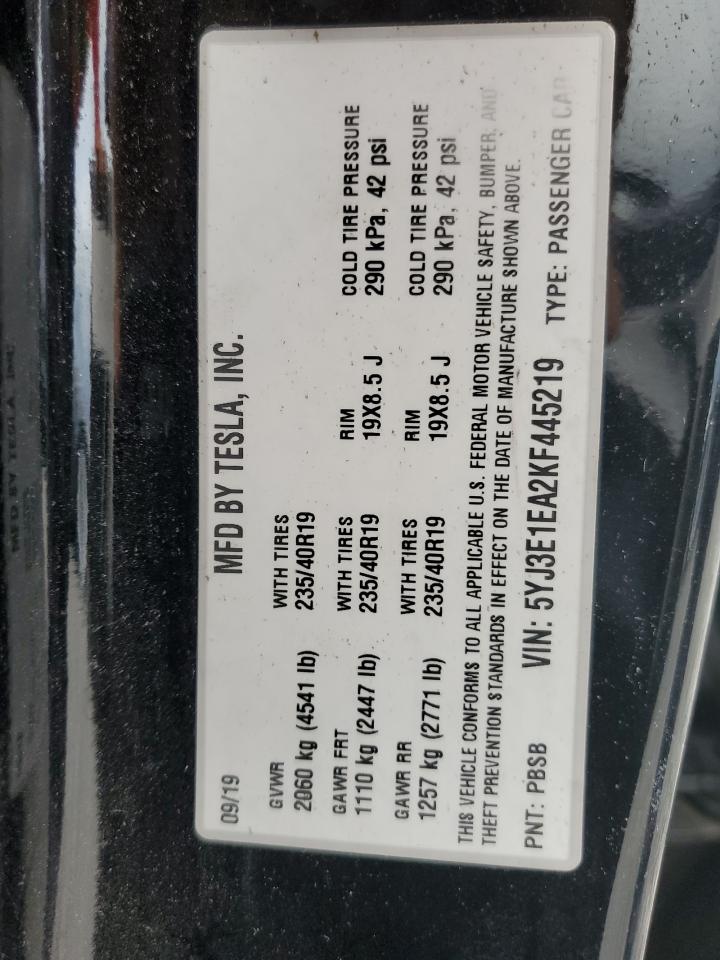 5YJ3E1EA2KF445219 2019 Tesla Model 3