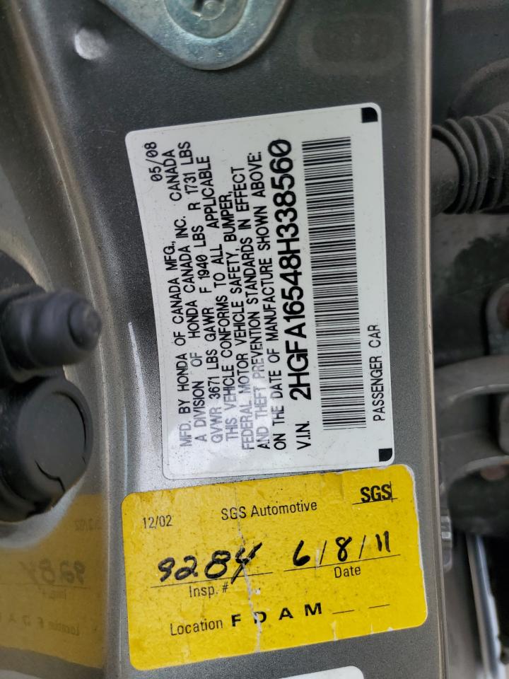 2HGFA16548H338560 2008 Honda Civic Lx