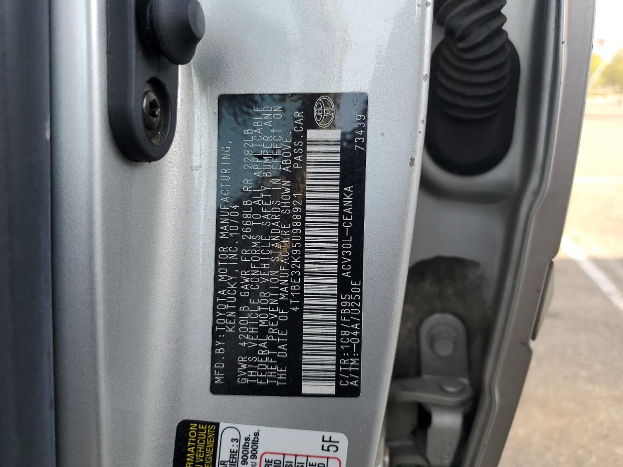 2005 Toyota Camry Le VIN: 4T1BE32K95U988921 Lot: 74279744