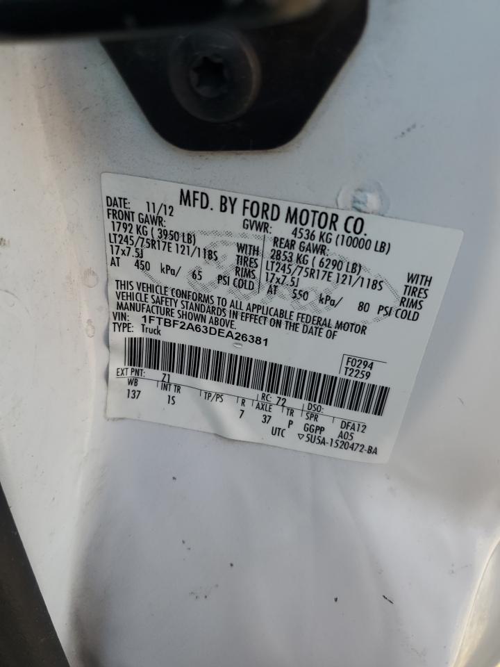 2013 Ford F250 Super Duty VIN: 1FTBF2A63DEA26381 Lot: 73170264