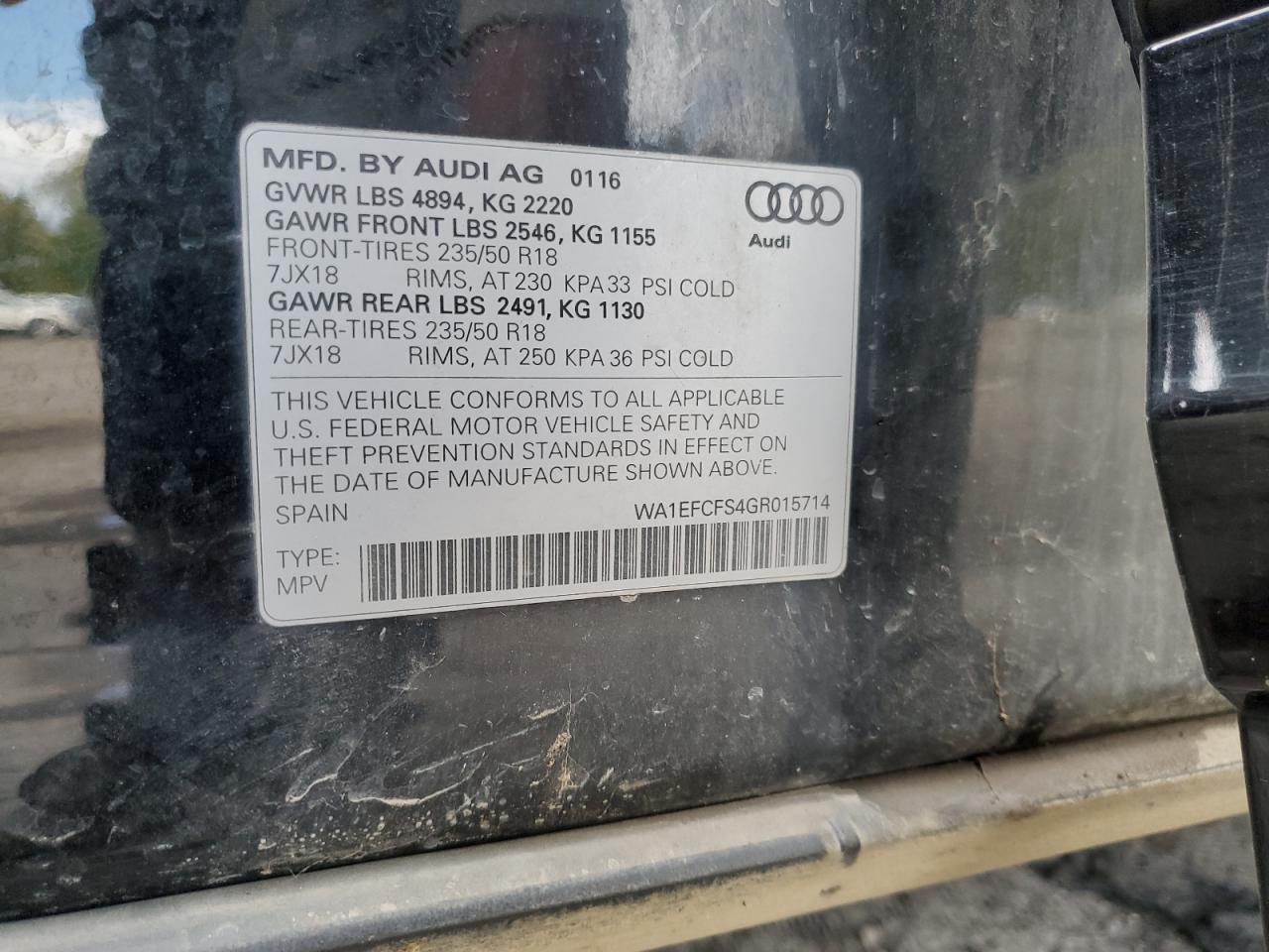 WA1EFCFS4GR015714 2016 Audi Q3 Premium Plus