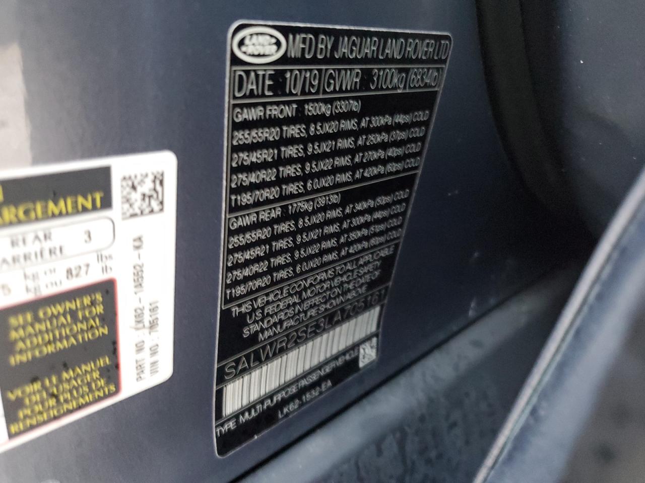 2020 Land Rover Range Rover Sport P525 Hse VIN: SALWR2SE3LA705161 Lot: 74858924