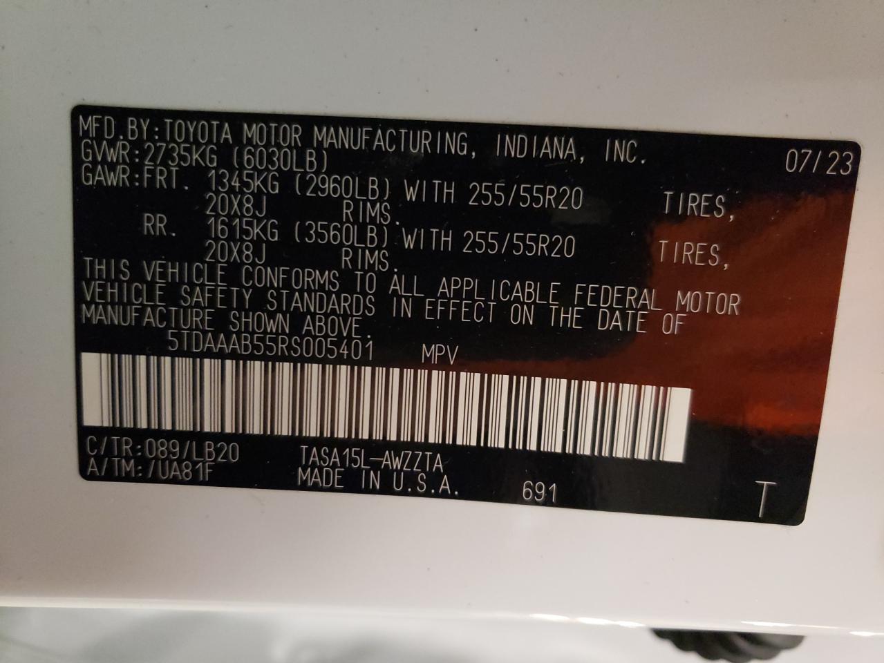 2024 Toyota Grand Highlander Xle VIN: 5TDAAAB55RS005401 Lot: 76703854