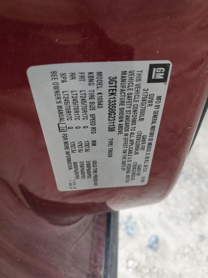 3GTEK13358G231138 2008 GMC Sierra K1500