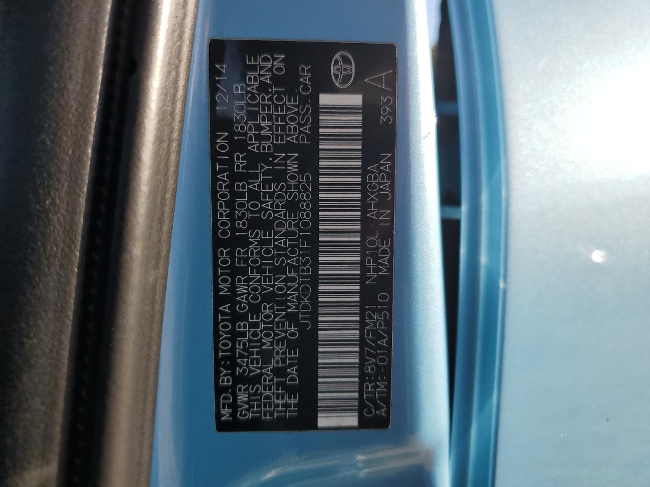 JTDKDTB31F1088825 2015 Toyota Prius C