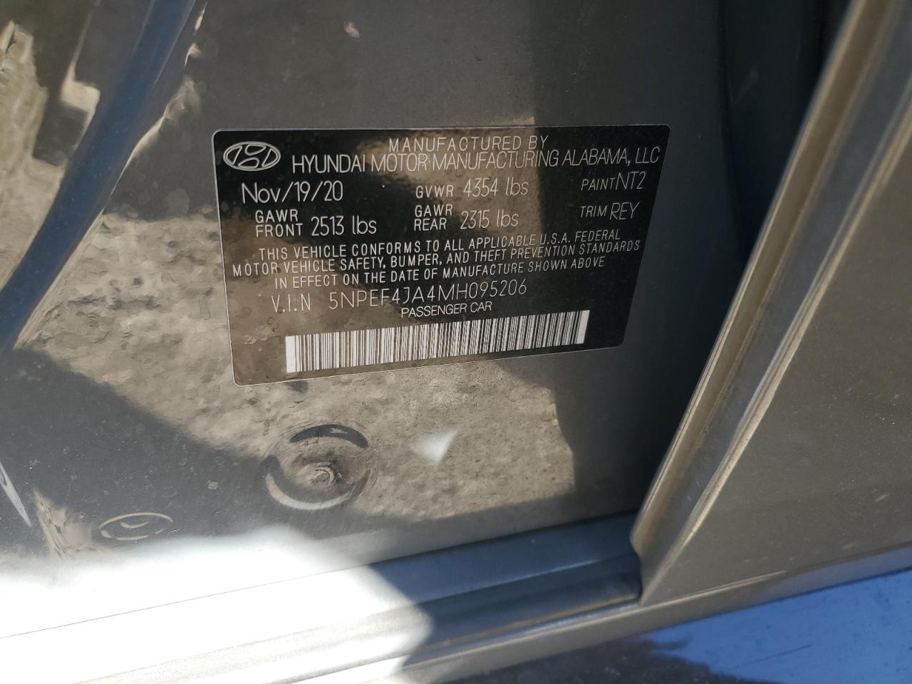 2021 Hyundai Sonata Sel VIN: 5NPEF4JA4MH095206 Lot: 77913254