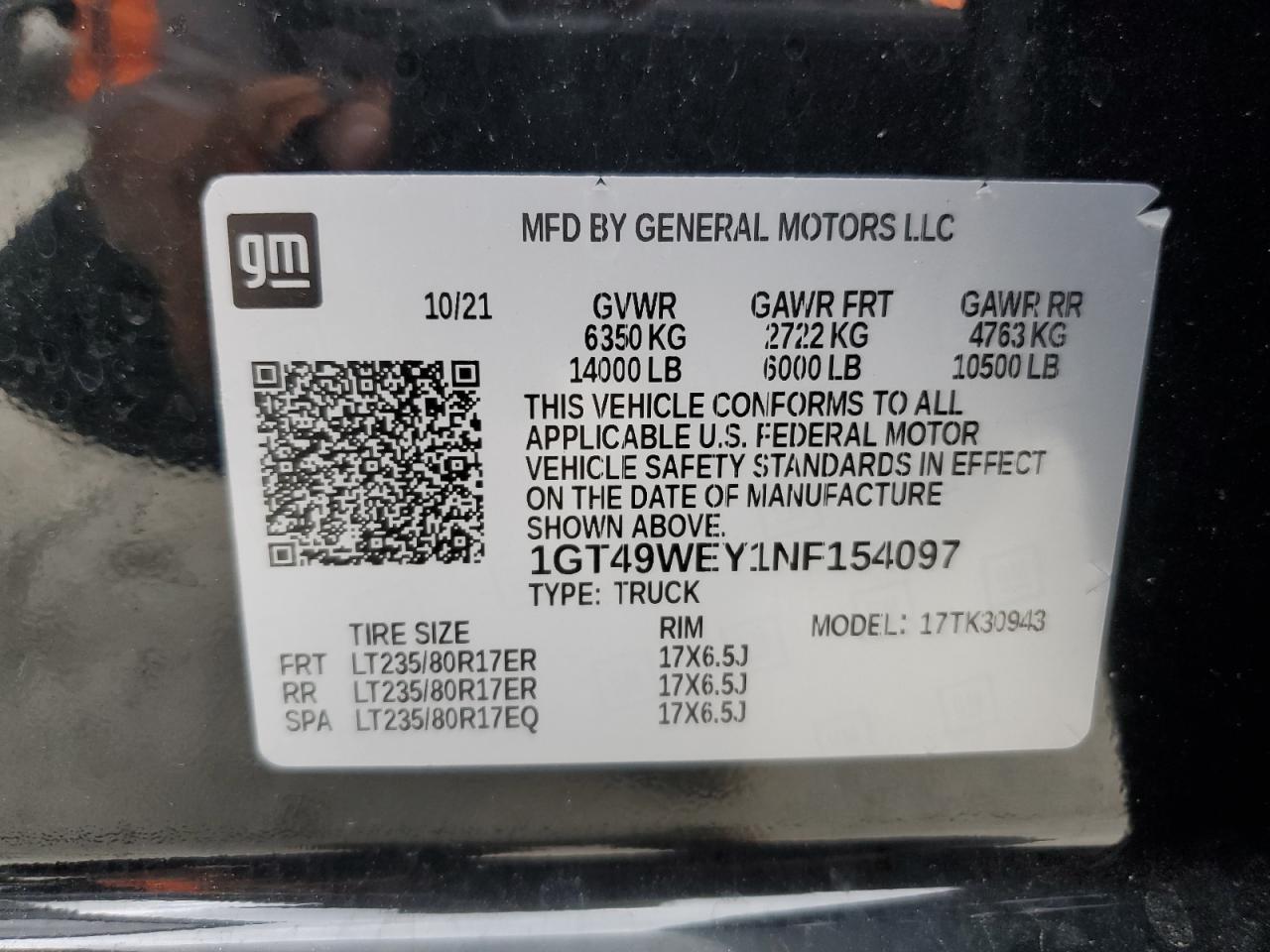 1GT49WEY1NF154097 2022 GMC Sierra K3500 Denali