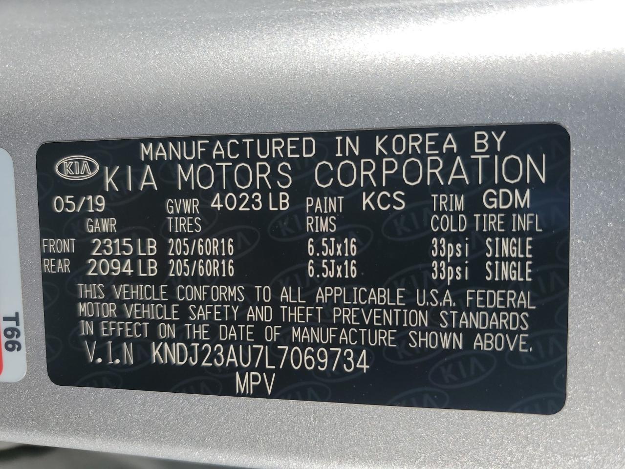 KNDJ23AU7L7069734 2020 Kia Soul Lx