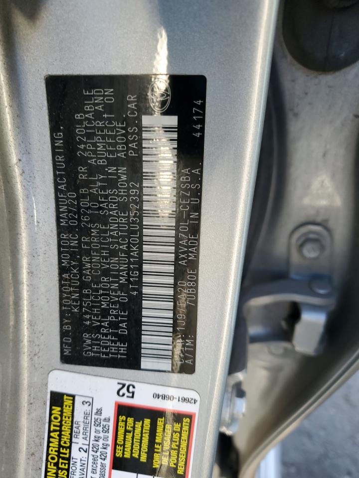 4T1G11AK0LU352392 2020 TOYOTA CAMRY - Image 13