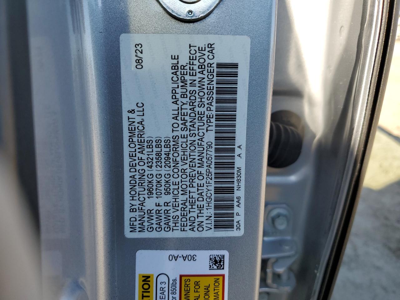 1HGCY1F25PA057790 2023 Honda Accord Lx