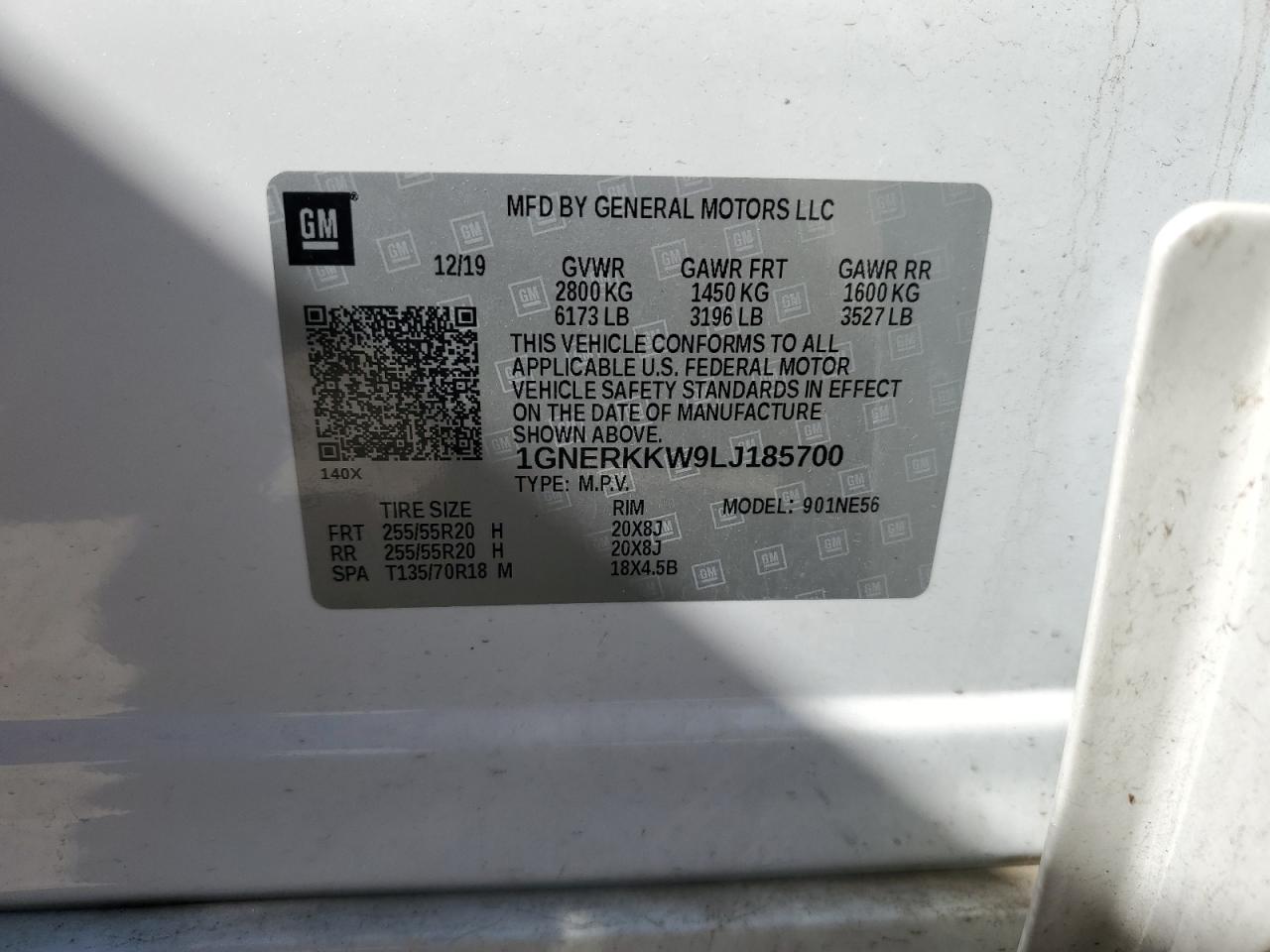 1GNERKKW9LJ185700 2020 CHEVROLET TRAVERSE - Image 12