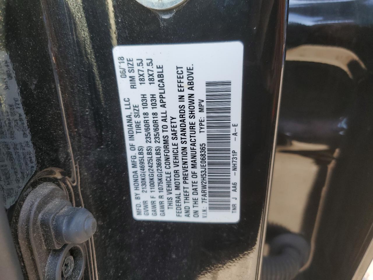 2018 Honda Cr-V Ex VIN: 7FARW2H53JE068365 Lot: 77857564